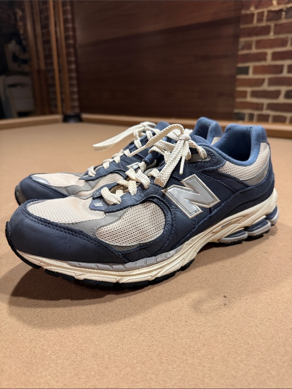 New Balance Men's Navy and Cream Athletic Running Shoes